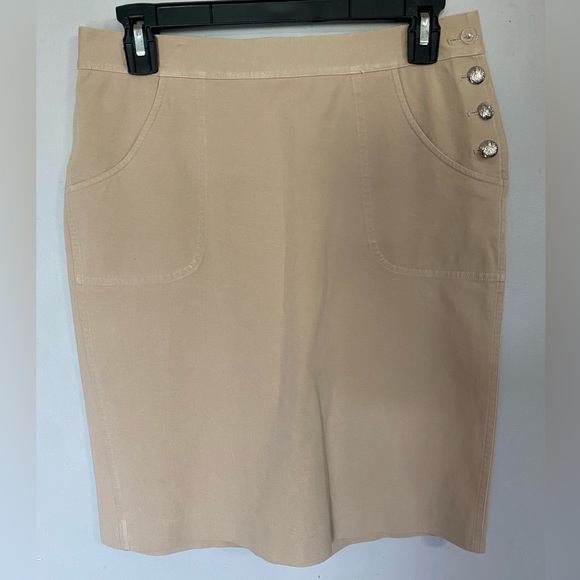 Lauren Ralph Lauren Khaki Skirt with Button Detail Size 4 - Picture 2 of 13